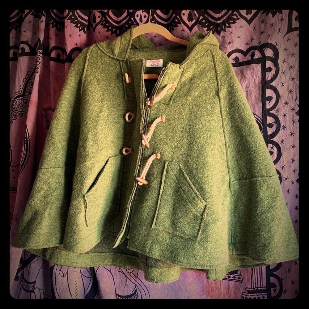 Pea Green Cape Jacket